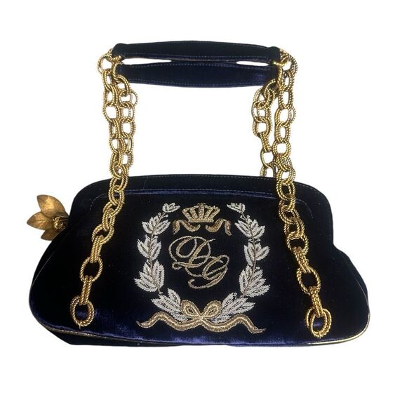 Dolce & Gabbana Limited Edition Blue Velvet Sophia Clutch Evening Handbag NWT - Picture 1 of 13